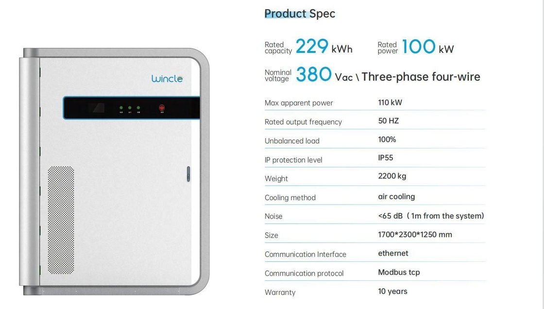 Système de stockage d'énergie OEM ODM Charge déséquilibrée 100% 380VAC avec certificat IEC En FCC Un