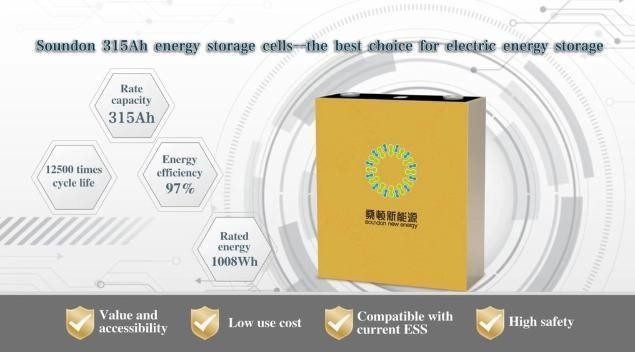 Commercial Ess 315ah LiFePO4 Batterie au lithium 3,2 V Voltage nominal 12500 fois Durée de cycle